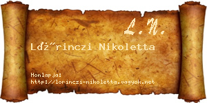 Lőrinczi Nikoletta névjegykártya